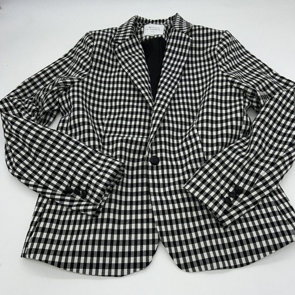 MAISON d’Amélie Black White Checkered Blazer M Boutique Dressy Office Business